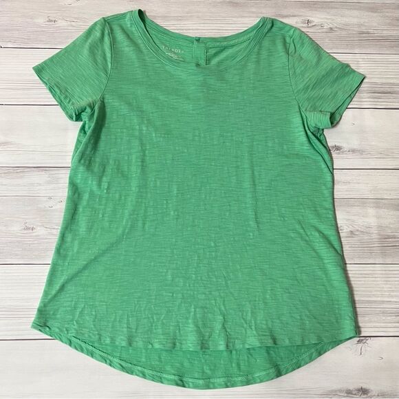 Talbots Green Slub Knit Button Back Cotton Modal Tee Size Medium - Picture 5 of 5